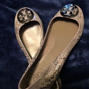 Tory Burch Reva Metallic Cobra Ballet Flats